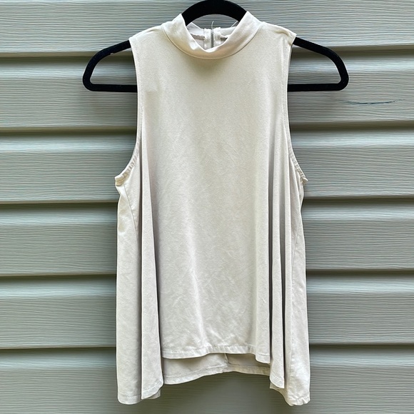 Beige Faux Suede Halter Neck Tank Top - Picture 1 of 5